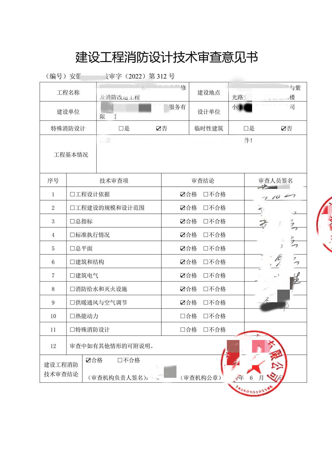 安徽诚赓施工图审查-安徽某艺术培训中心消防审查意见书 